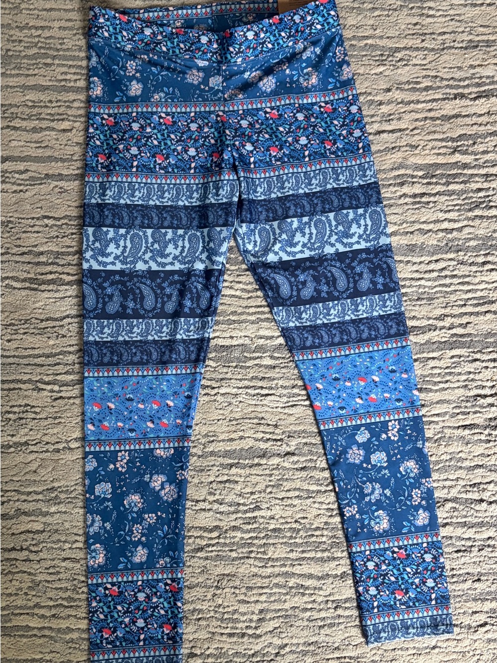American Eagle Outfitters Blue Floral & Paisley Patterned Leggings